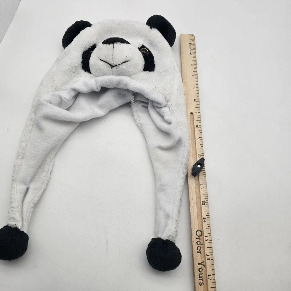 Panda Hat Trapper‎ Girls One Size White Fleece Ear Flap Winter Animal Costume